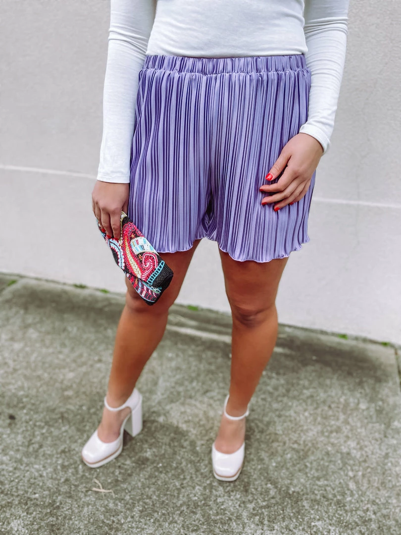 Listicle Bottoms June Flowy Satin Shorts- Lavender 1 Listicle Bottoms June Flowy Satin Shorts- Lavender