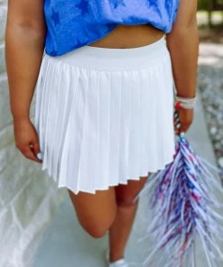 Very J Bottoms Kenna Pleated Skirt- White