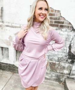 Hyfve Kimber Mock Neck Asymmetric Mini Dress