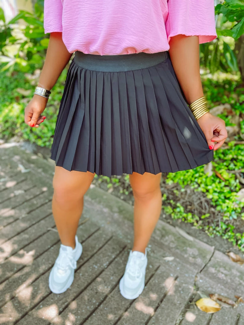 Very J Kenna Pleated Skirt- Black Bottoms 1 Very J Kenna Pleated Skirt- Black Bottoms