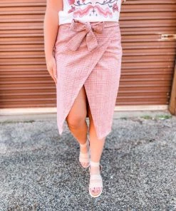 Listicle Bethany Tweed Wrap Midi Skirt
