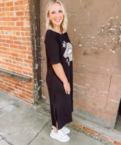 Cezele Leopard Lips T-Shirt Midi Dress Dresses