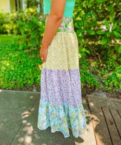 Hailey & Co Bottoms Pearl Floral Print Mixed Maxi Skirt