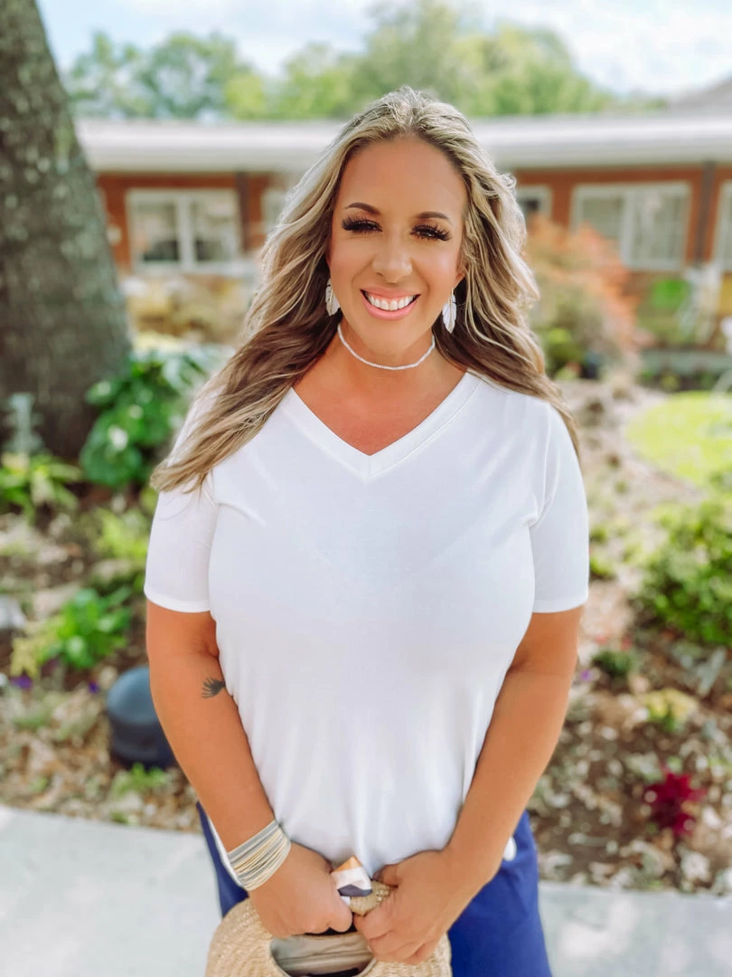 Zenana Premium Jana Flowy V Neck Round Hem Top- Ivory Take Me Away: Resort Edition 1 Zenana Premium Jana Flowy V Neck Round Hem Top- Ivory Take Me Away: Resort Edition