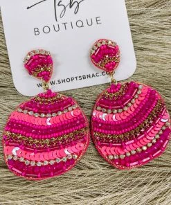 Texas Bling Jewelry Pink & Gold Beaded Earrings