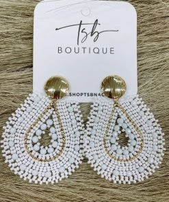 Texas Bling Mariana White Beaded Earrings