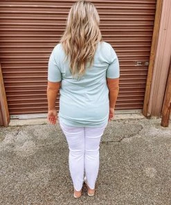 Zenana Premium Jana Flowy V Neck Round Hem Top- Light Green 7 Zenana Premium Jana Flowy V Neck Round Hem Top- Light Green