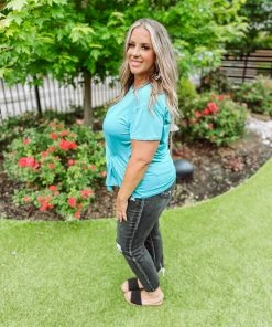 Umgee Audrey Pleated Gathered Front Top- Jade 8 Umgee Audrey Pleated Gathered Front Top- Jade