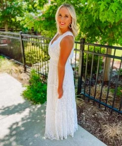 Flying Tomato Dresses Raygin White Smocked Waist Maxi Dress