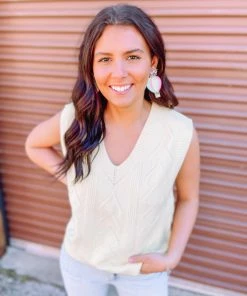 Adele. B Fiona Relaxed Fit Sweater Vest- Yellow Tops