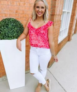 Fantastic Fawn Angie Red Floral Tank Top Tops