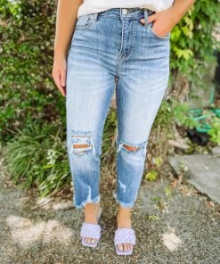 Risen Melissa High Rise Distressed Straight Jeans