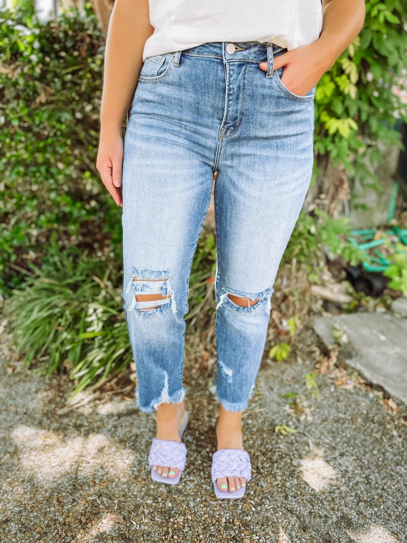 Risen Melissa High Rise Distressed Straight Jeans 1 Risen Melissa High Rise Distressed Straight Jeans