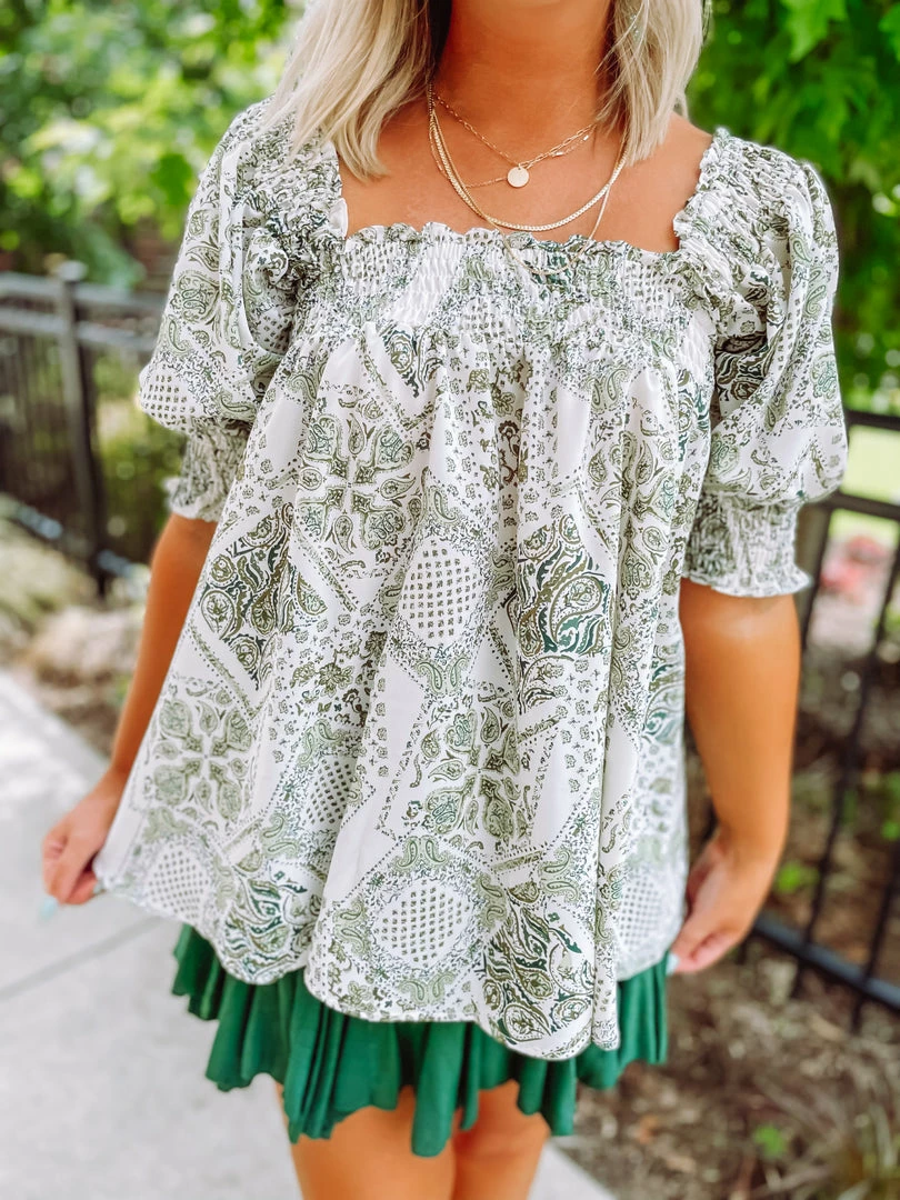 Davi & Dani Kali Square Neck Smocked Top Tops 8 Davi & Dani Kali Square Neck Smocked Top Tops