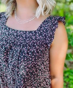 Ces Femme Dresses Baylee Square Neck Floral Ruffle Tier Dress