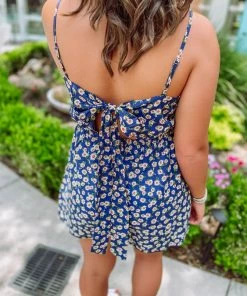 &MERCI Dolly Ruched Drawstring Floral Romper