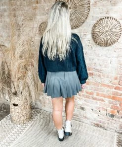 Love Tree Patsy Pleated Skirt- Grey Bottoms 8 Love Tree Patsy Pleated Skirt- Grey Bottoms