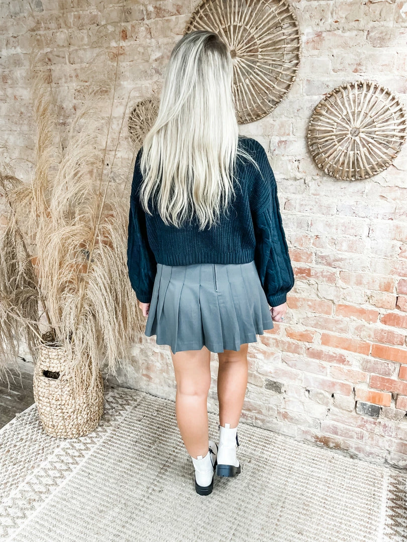 Love Tree Patsy Pleated Skirt- Grey Bottoms 4 Love Tree Patsy Pleated Skirt- Grey Bottoms