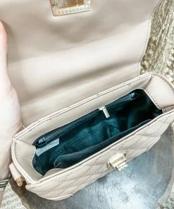 Texas Bling Neutral Babe Jade Leather Rectangle Diamond Bag- Khaki