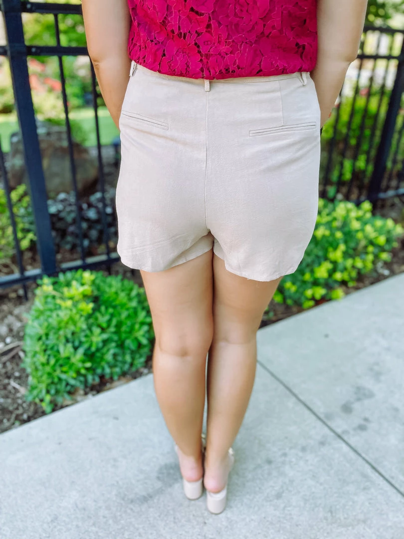 Entro Everly Classy High Waisted Skort-Beige 4 Entro Everly Classy High Waisted Skort-Beige