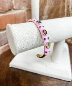 Texas Bling Jewelry Porsha Enamel Bangles- Pink