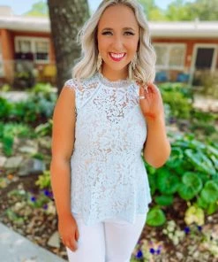 Andree Amora Sheer Lace Ruffle Hem Top