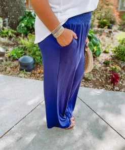 Lette (ee:some) Sophie Smocked Waist Pants- Navy