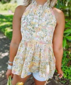 Entro Leah Floral Ruffled Neck Line Top